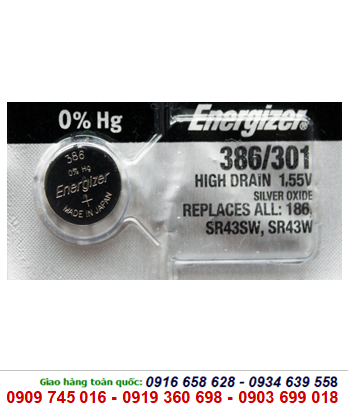 Pin đồng hồ Energizer SR43SW,386/301 Silver Oxide 1,55V chính hãng Energizer USA